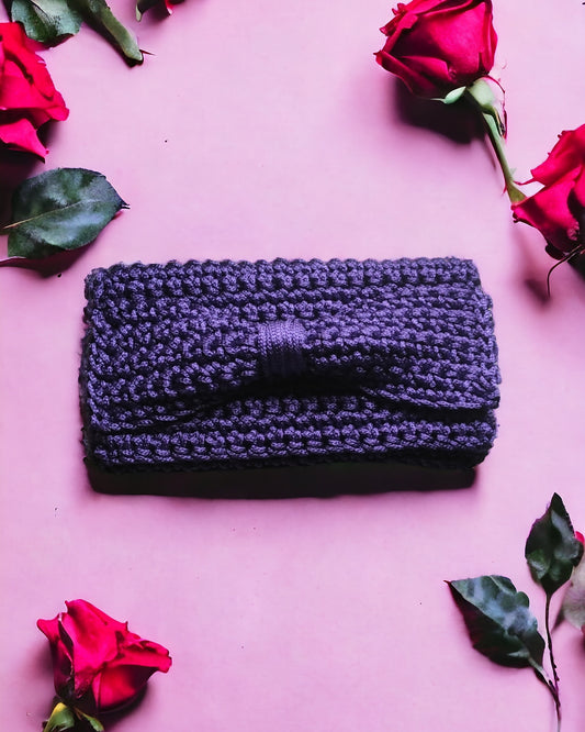 πλεκτό τσαντάκι φάκελος Purple Bow